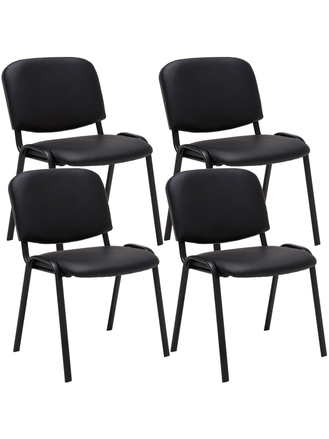 Lot de 4 chaises visiteurs Ken simili cuir, noir