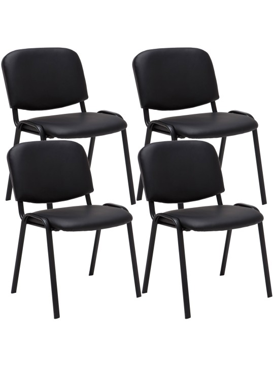Lot de 4 chaises visiteurs Ken simili cuir, noir Lot de 4 chaises visiteurs Ken simili cuir, noir