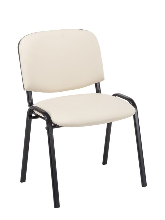 Lot de 4 chaises visiteurs Ken simili cuir, crème Lot de 4 chaises visiteurs Ken simili cuir, crème