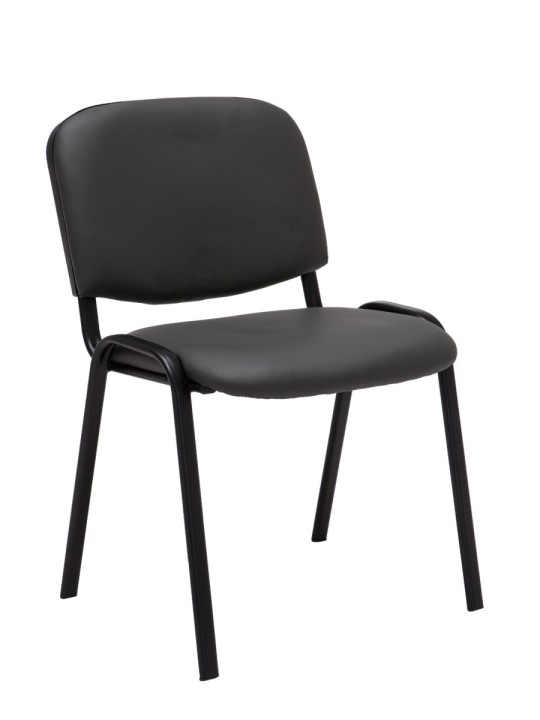 Lot de 4 chaises visiteurs Ken simili cuir, gris