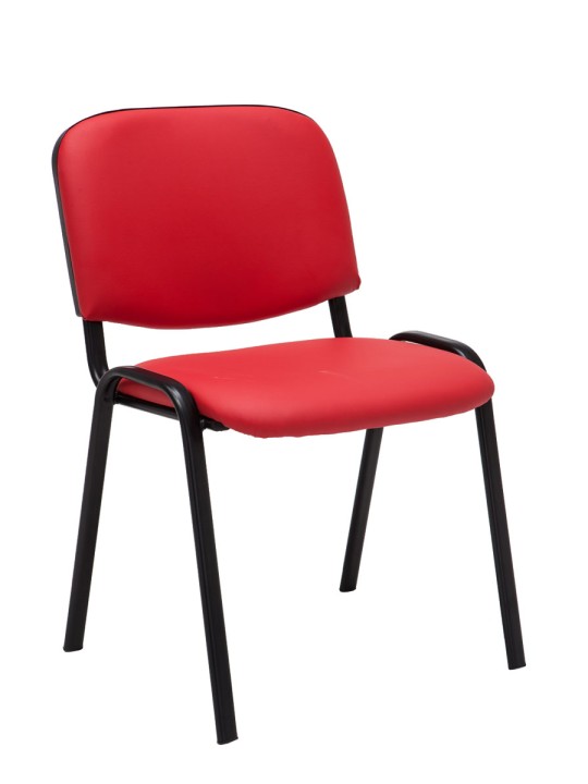 Lot de 4 chaises visiteurs Ken simili cuir, rouge