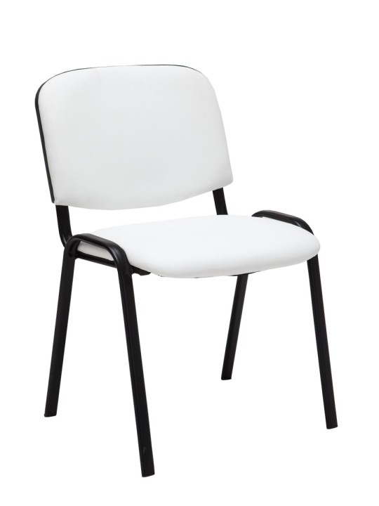 Lot de 4 chaises visiteurs Ken simili cuir, blanc