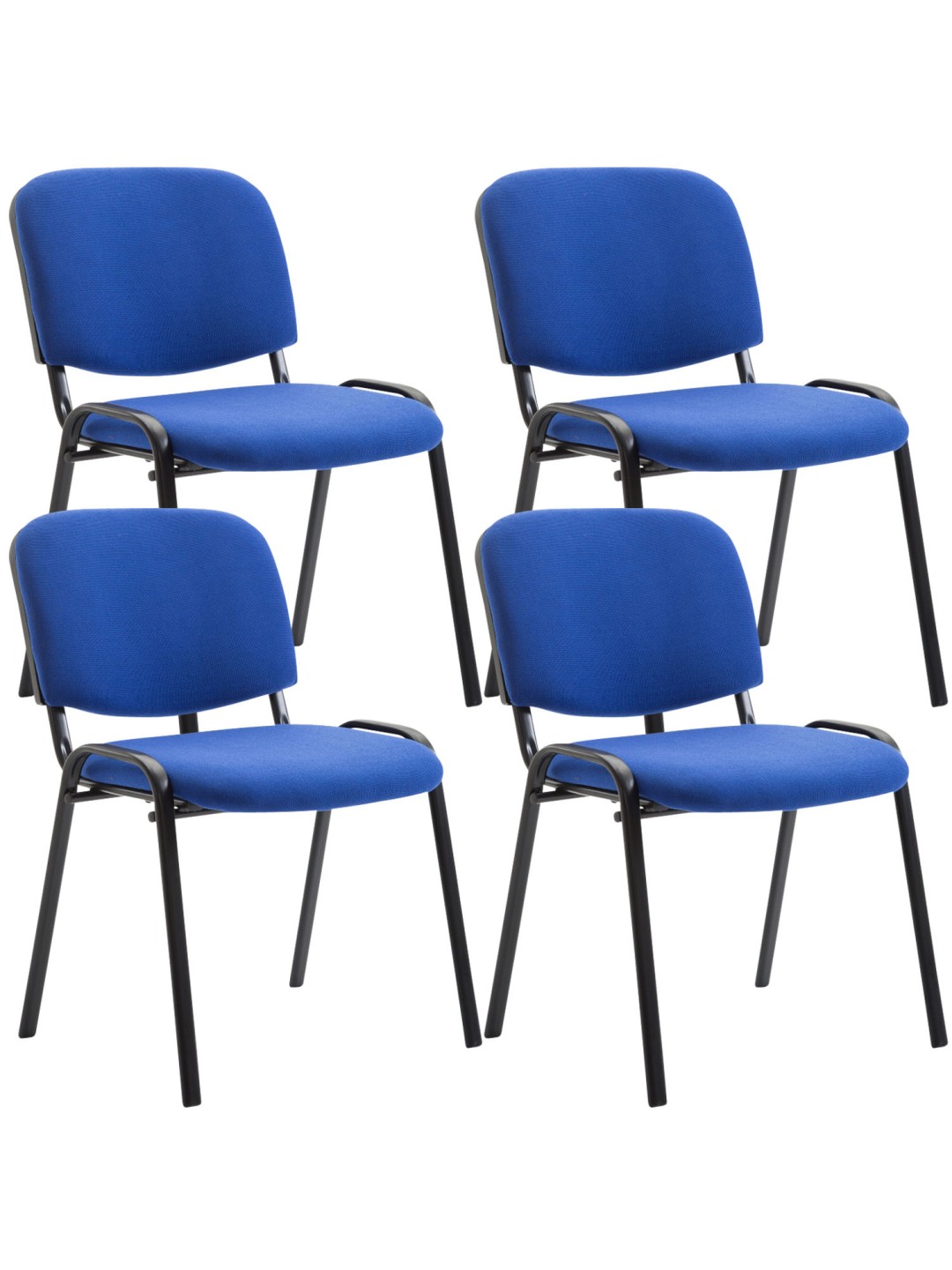 Lot de 4 chaises visiteurs Ken tissu, bleu