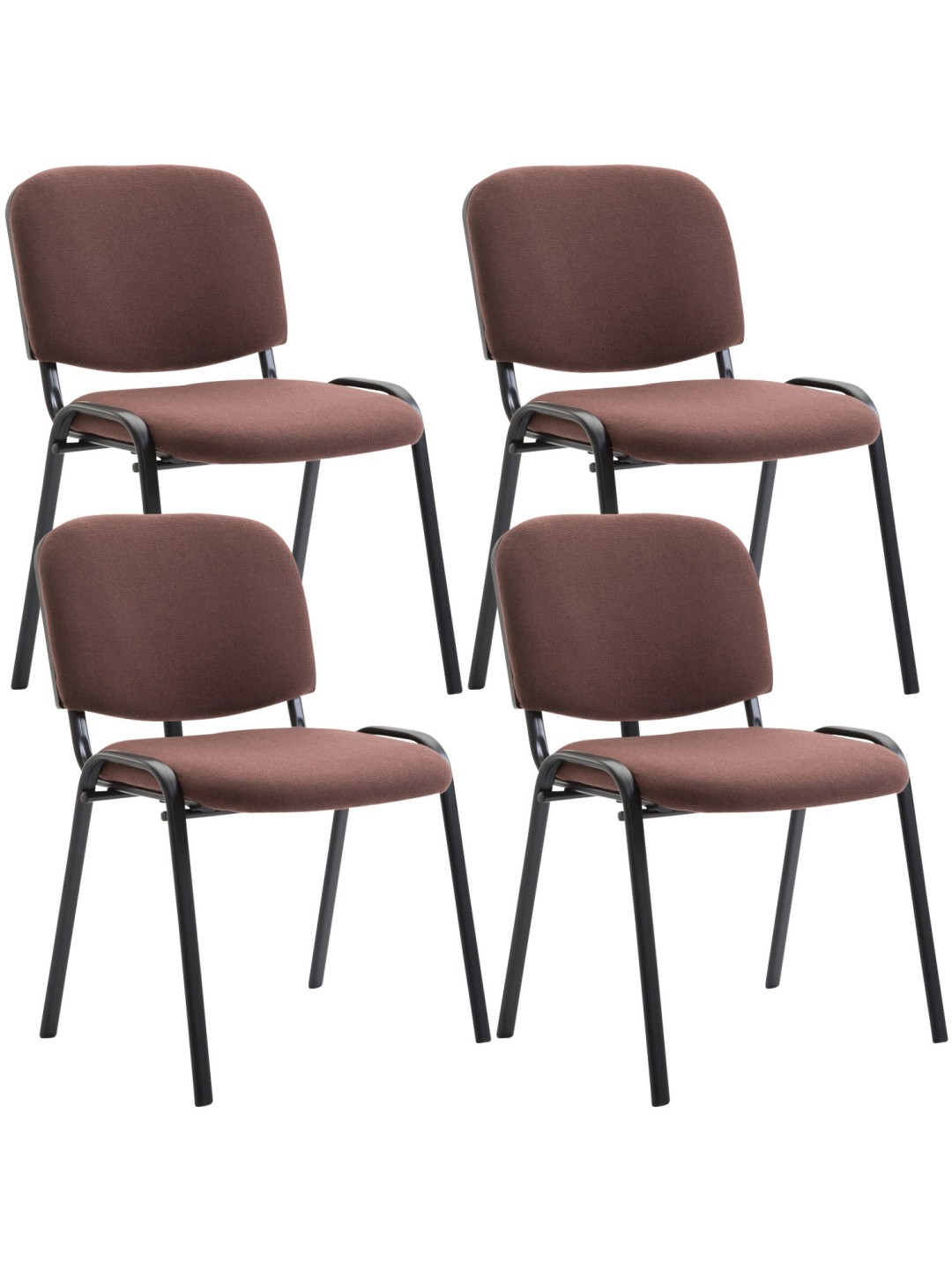 Lot de 4 chaises visiteurs Ken tissu, brun
