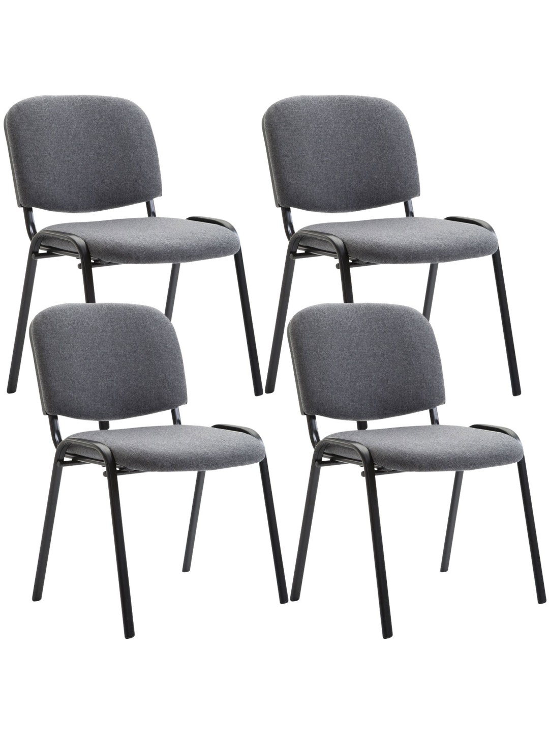 Lot de 4 chaises visiteurs Ken tissu, gris