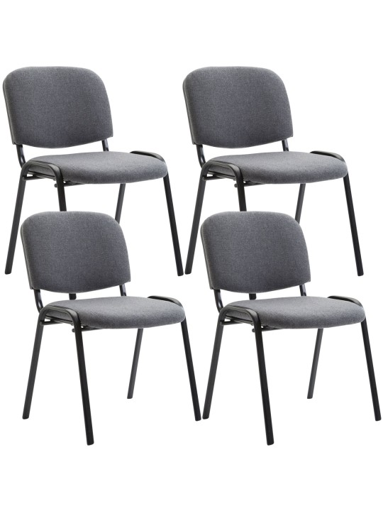 Lot de 4 chaises visiteurs Ken tissu, gris Lot de 4 chaises visiteurs Ken tissu, gris