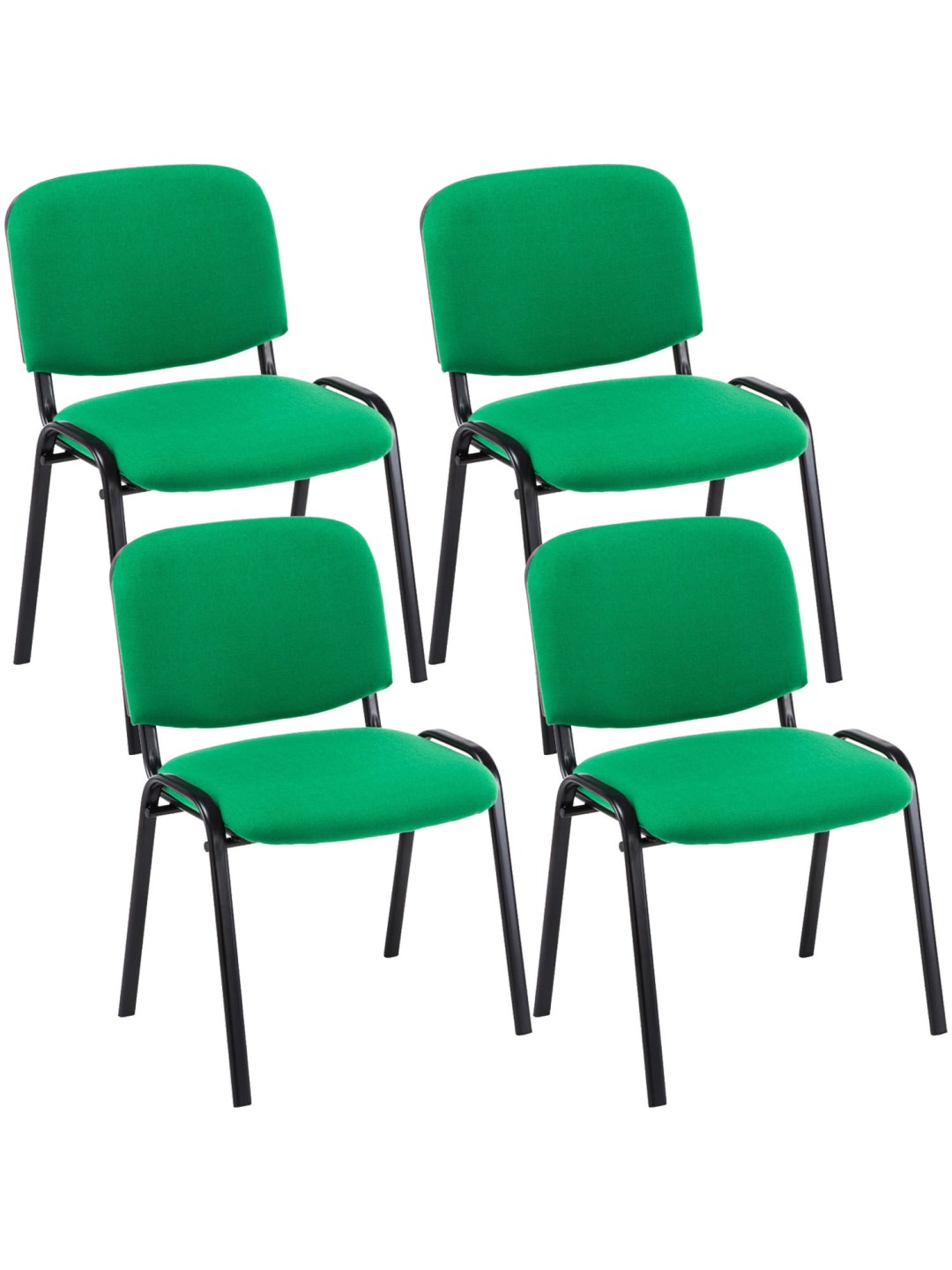 Lot de 4 chaises visiteurs Ken tissu, vert