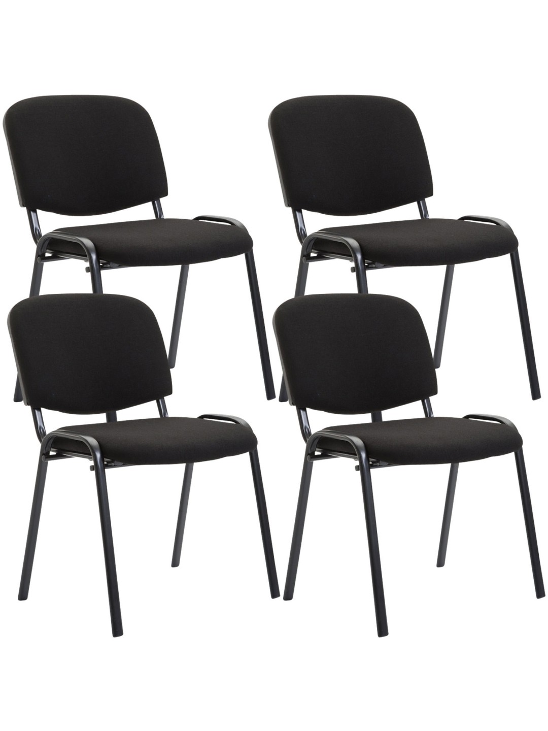 Lot de 4 chaises visiteurs Ken tissu, noir