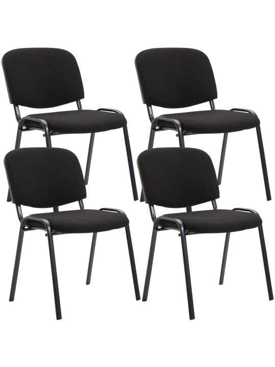 Lot de 4 chaises visiteurs Ken tissu, noir