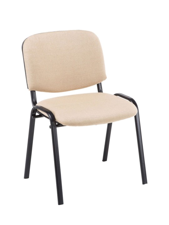 Lot de 4 chaises visiteurs Ken tissu, crème