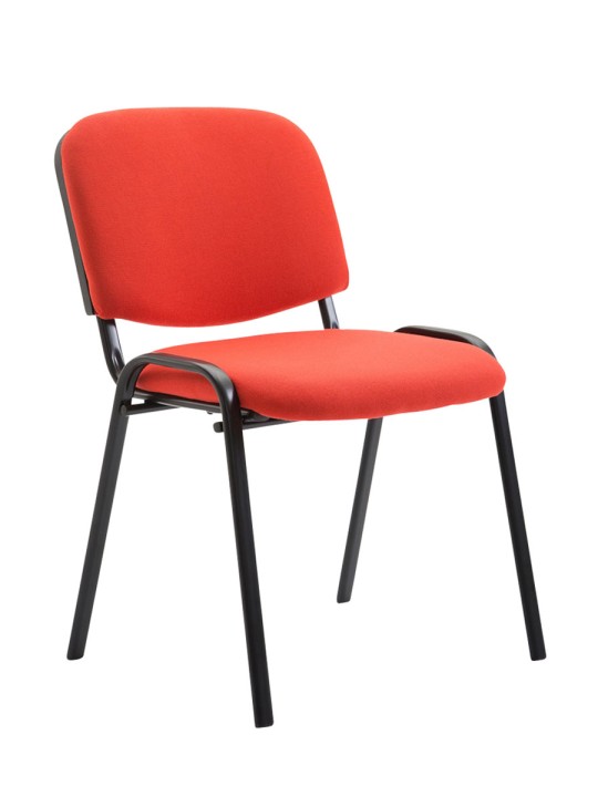 Lot de 4 chaises visiteurs Ken tissu, rouge