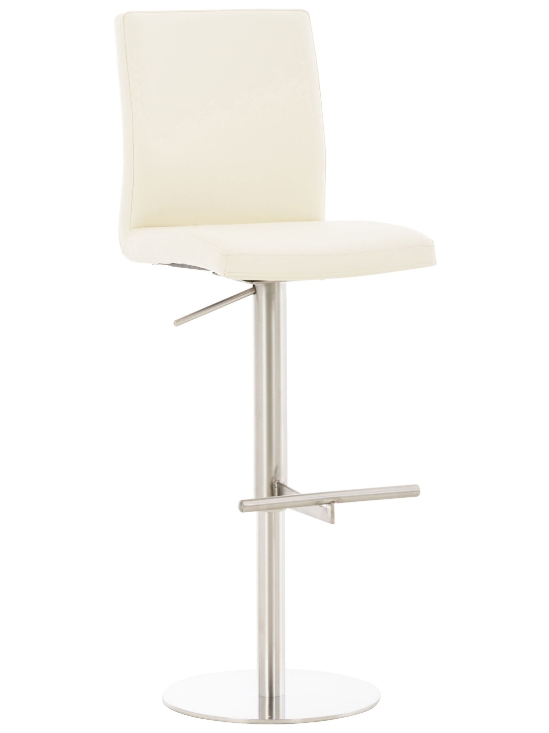 Tabouret de bar Cadiz simili cuir acier inoxydable, crème