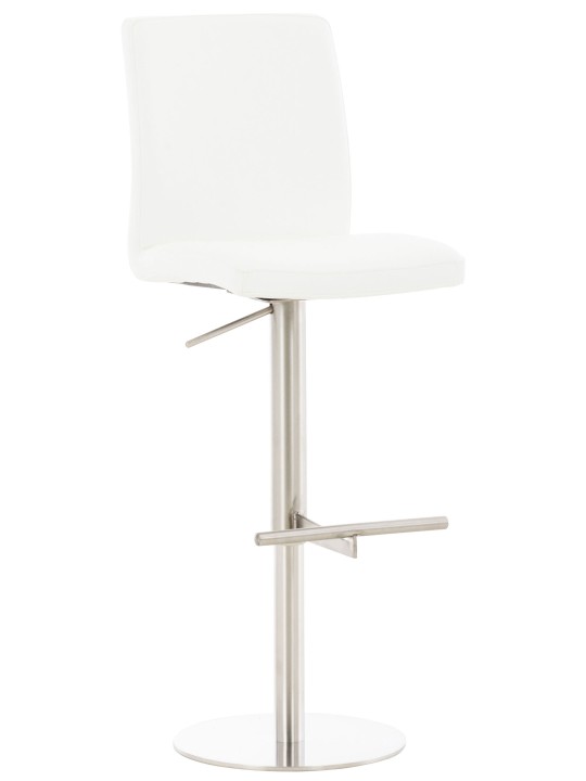 Tabouret de bar Cadiz simili cuir acier inoxydable, blanc
