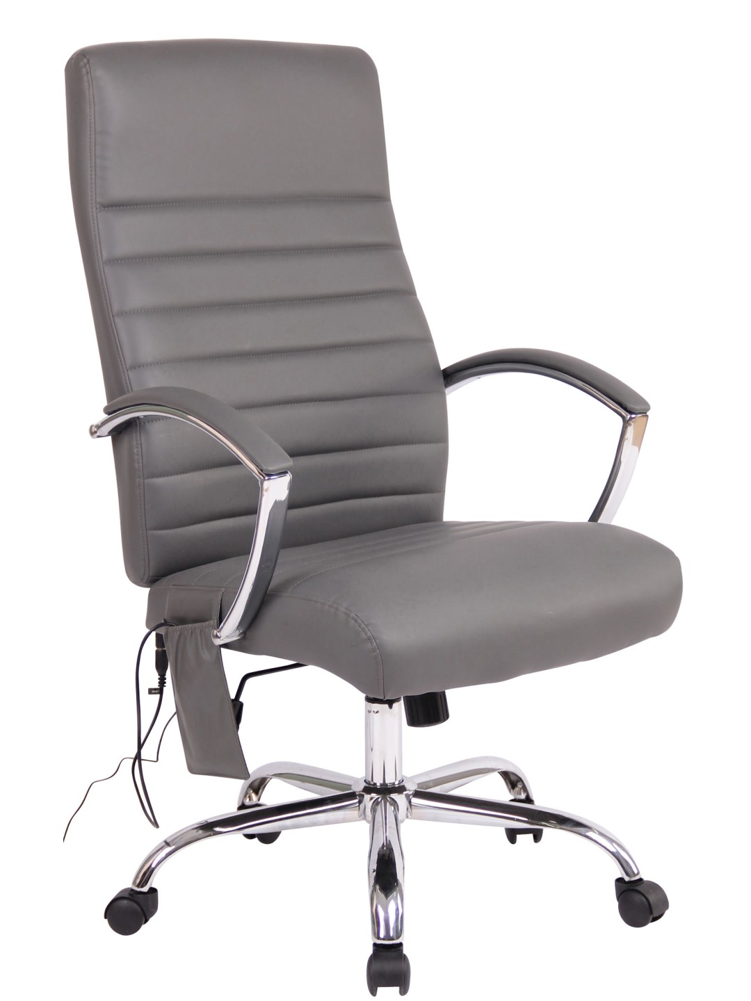 Chaise de bureau Valais en simili cuir avec fonction massage, gris