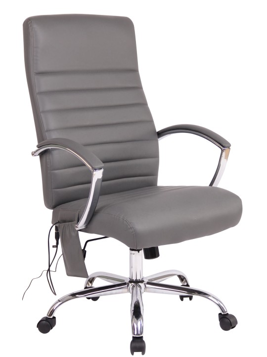 Chaise de bureau Valais en simili cuir avec fonction massage, gris