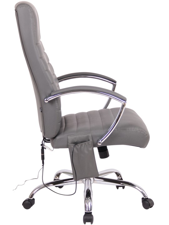 Chaise de bureau Valais en simili cuir avec fonction massage, gris