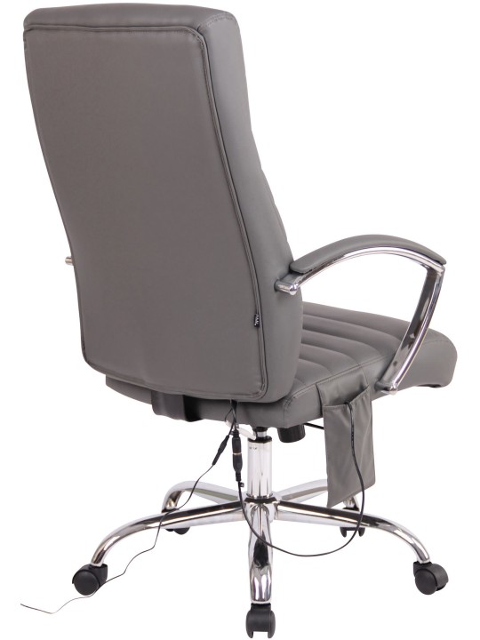 Chaise de bureau Valais en simili cuir avec fonction massage, gris