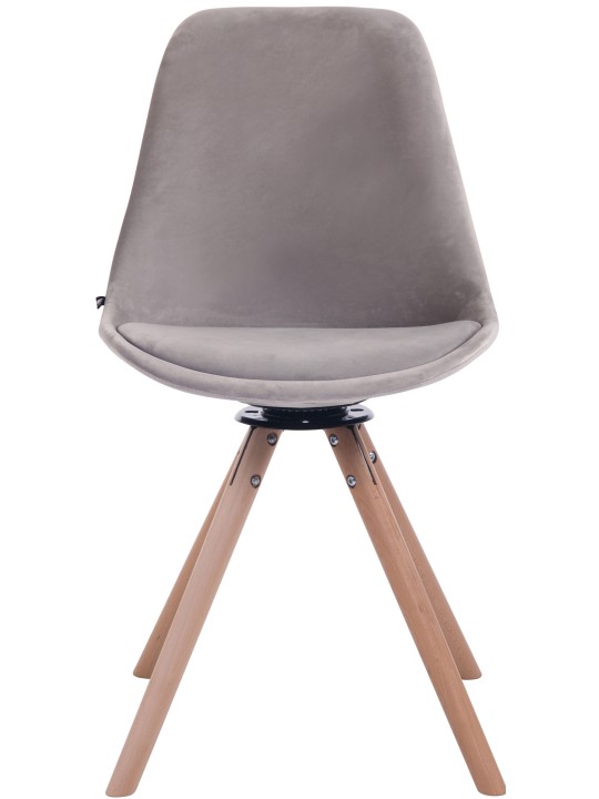 Chaise de salle à manger Troyes velours ronde naturel, gris Chaise de salle à manger Troyes velours ronde naturel, gris