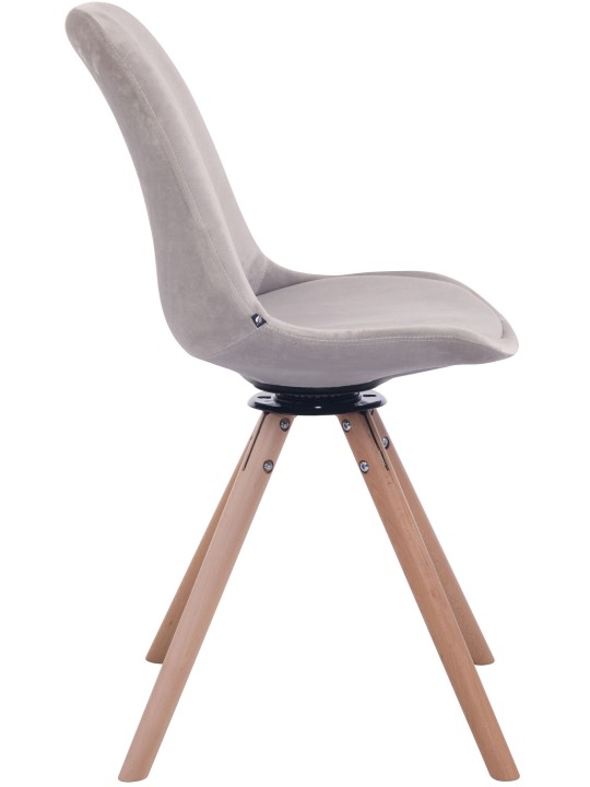 Chaise de salle à manger Troyes velours ronde naturel, gris Chaise de salle à manger Troyes velours ronde naturel, gris