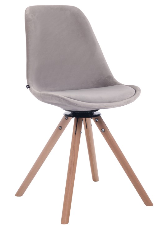 Chaise de salle à manger Troyes velours ronde naturel, gris Chaise de salle à manger Troyes velours ronde naturel, gris