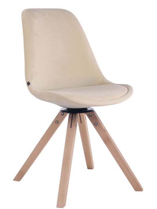 Chaise de salle à manger carrée Troyes en velours naturel, crème Chaise de salle à manger carrée Troyes en velours naturel, crème