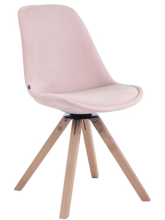 Chaise de salle à manger carrée Troyes en velours naturel, rose Chaise de salle à manger carrée Troyes en velours naturel, rose