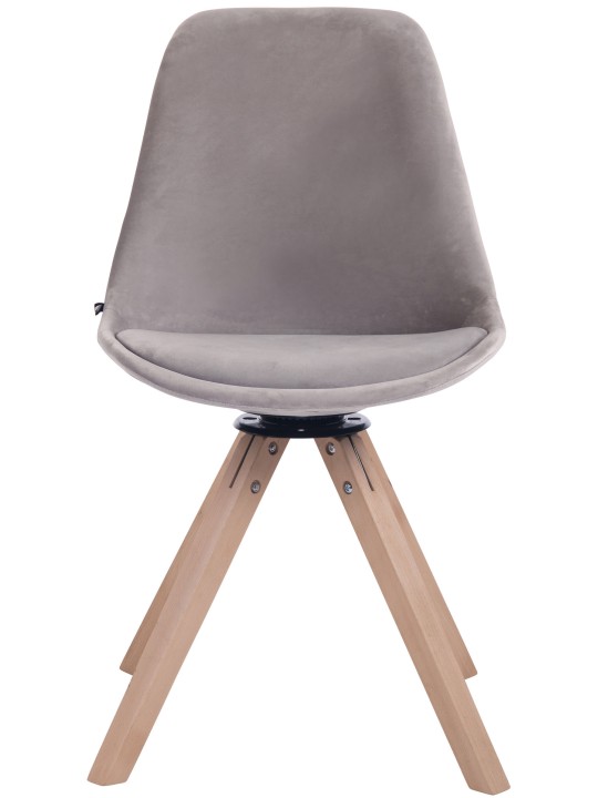 Chaise de salle à manger carrée Troyes en velours naturel, gris Chaise de salle à manger carrée Troyes en velours naturel, gris
