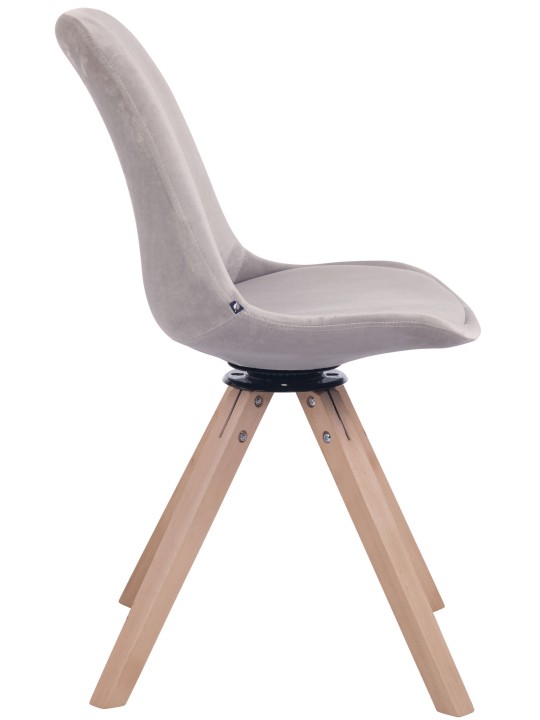 Chaise de salle à manger carrée Troyes en velours naturel, gris Chaise de salle à manger carrée Troyes en velours naturel, gris