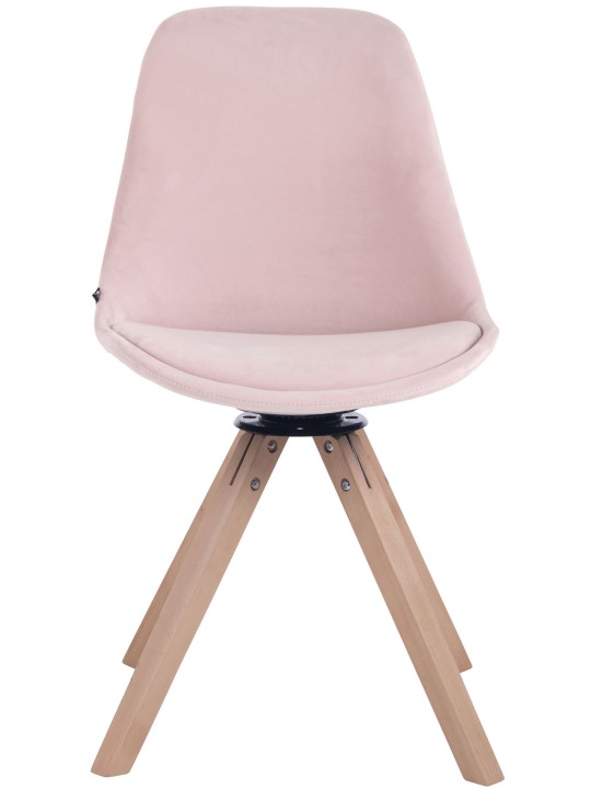 Chaise de salle à manger carrée Troyes en velours naturel, rose Chaise de salle à manger carrée Troyes en velours naturel, rose