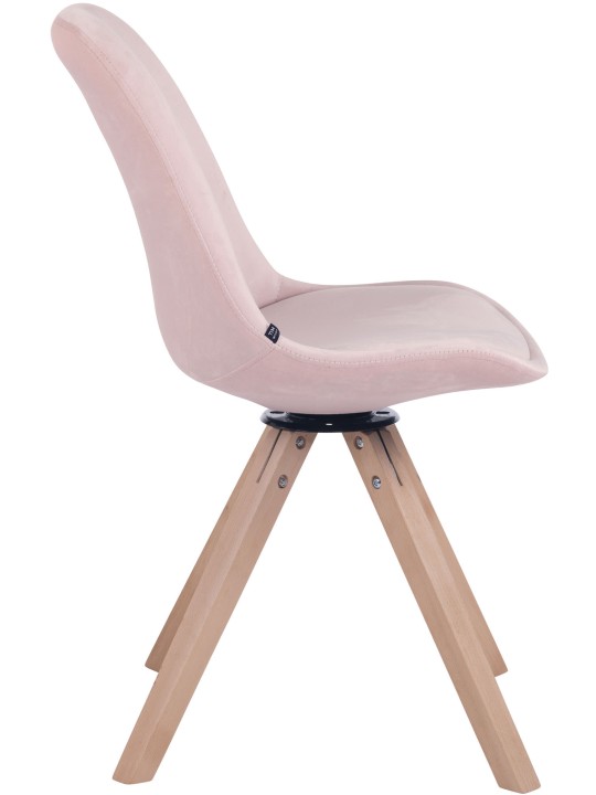 Chaise de salle à manger carrée Troyes en velours naturel, rose Chaise de salle à manger carrée Troyes en velours naturel, rose