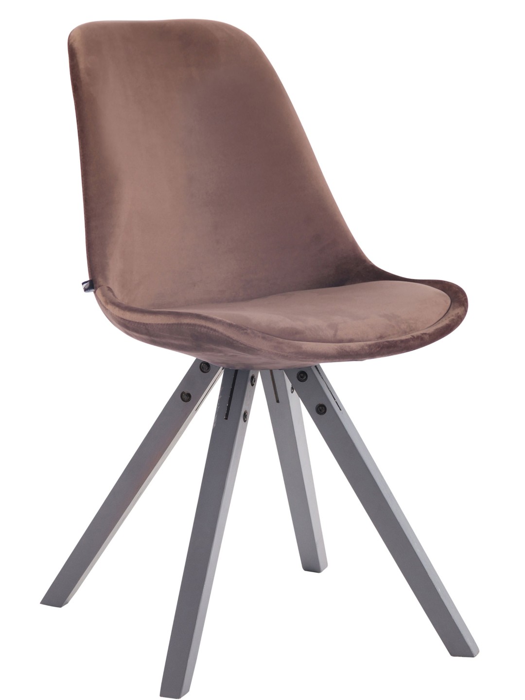 Chaise visiteur Toulouse velours carré gris, brun