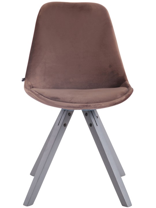 Chaise visiteur Toulouse velours carré gris, brun