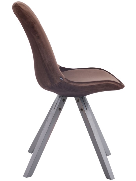 Chaise visiteur Toulouse velours carré gris, brun