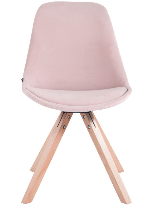 Chaise visiteur Toulouse velours carré natura, rose