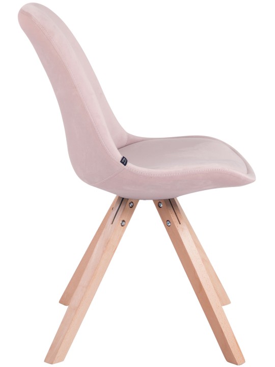 Chaise visiteur Toulouse velours carré natura, rose