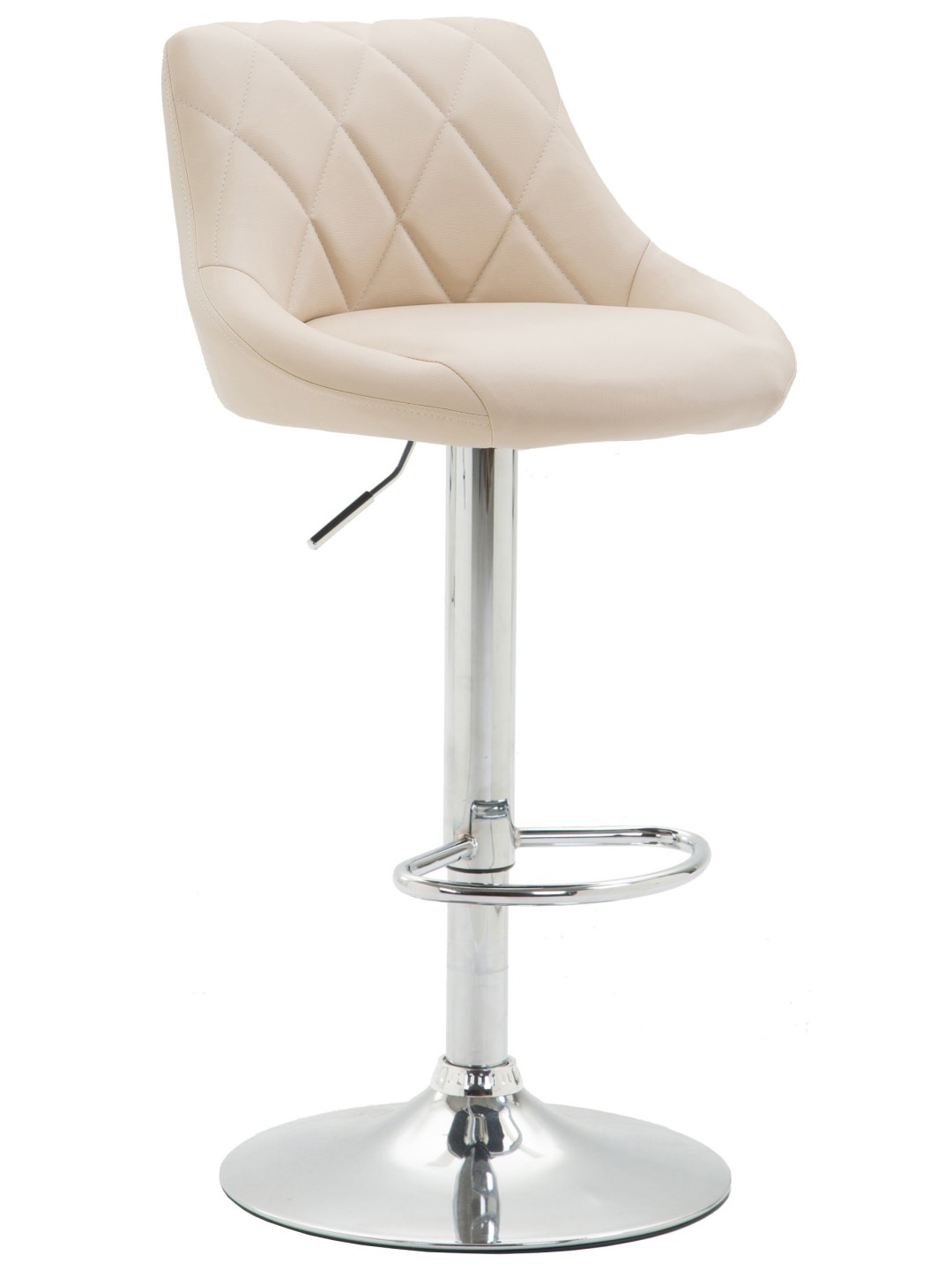 Tabouret de bar Lazio simili cuir chromé, crème