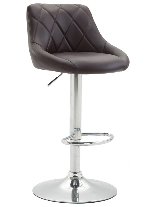 Tabouret de bar Lazio simili cuir chromé, brun