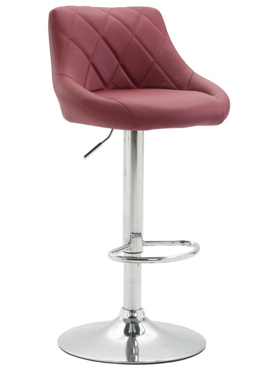 Tabouret de bar Lazio simili cuir chromé, bordeaux