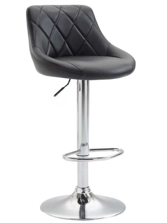 Tabouret de bar Lazio simili cuir chromé, noir
