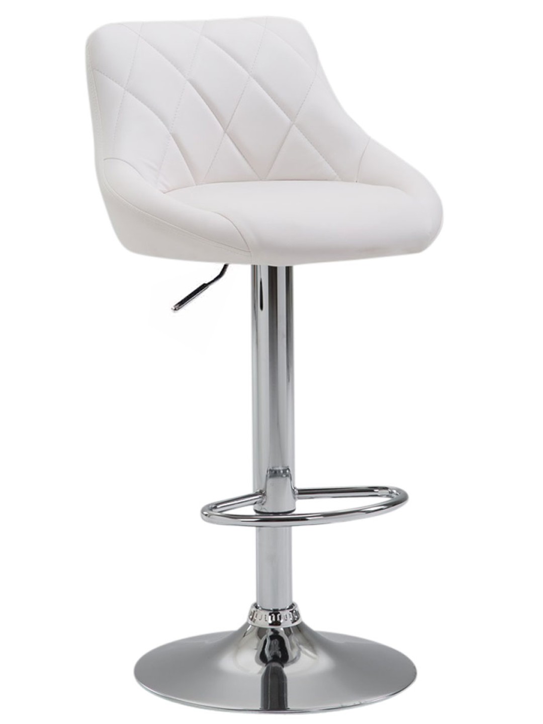 Tabouret de bar Lazio simili cuir chromé, blanc