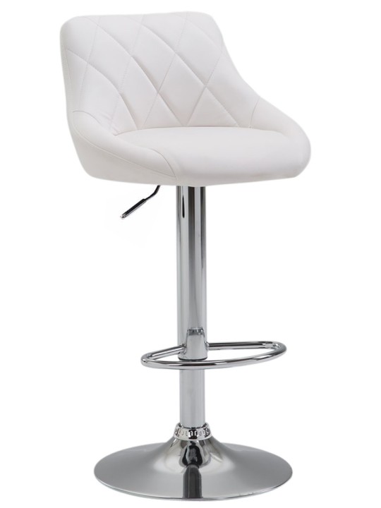 Tabouret de bar Lazio simili cuir chromé, blanc