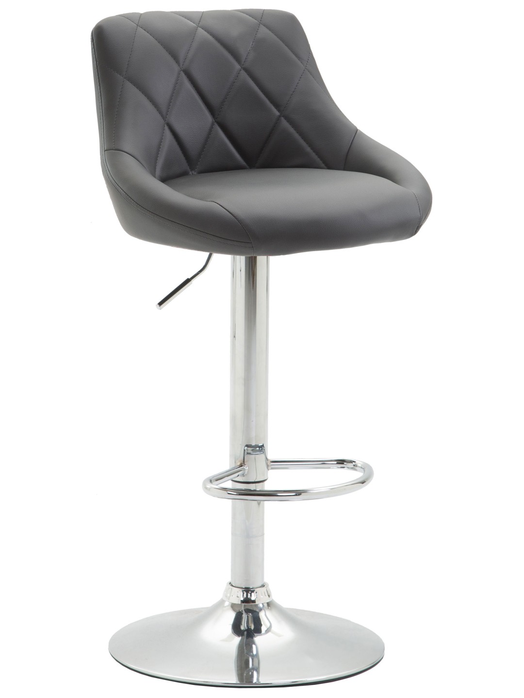 Tabouret de bar Lazio simili cuir chromé, gris