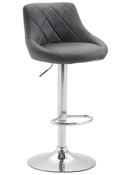 Tabouret de bar Lazio simili cuir chromé, gris