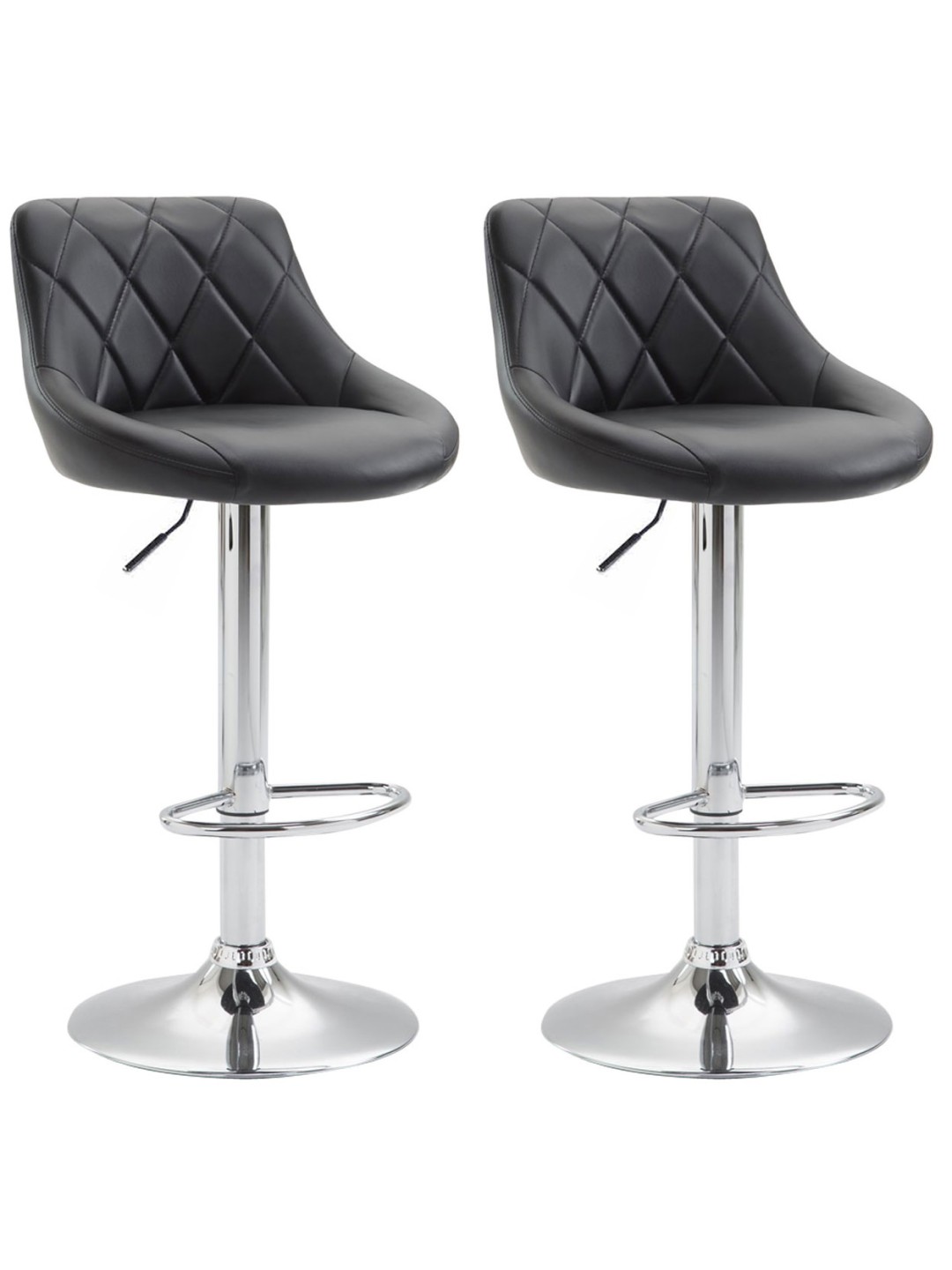 Lot de 2 tabourets de bar Lazio simili cuir C, noir