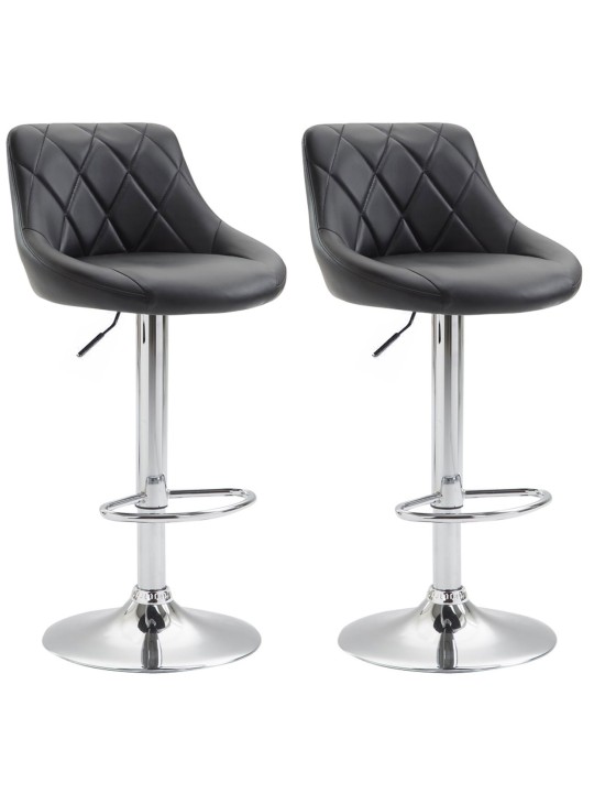 Lot de 2 tabourets de bar Lazio simili cuir C, noir