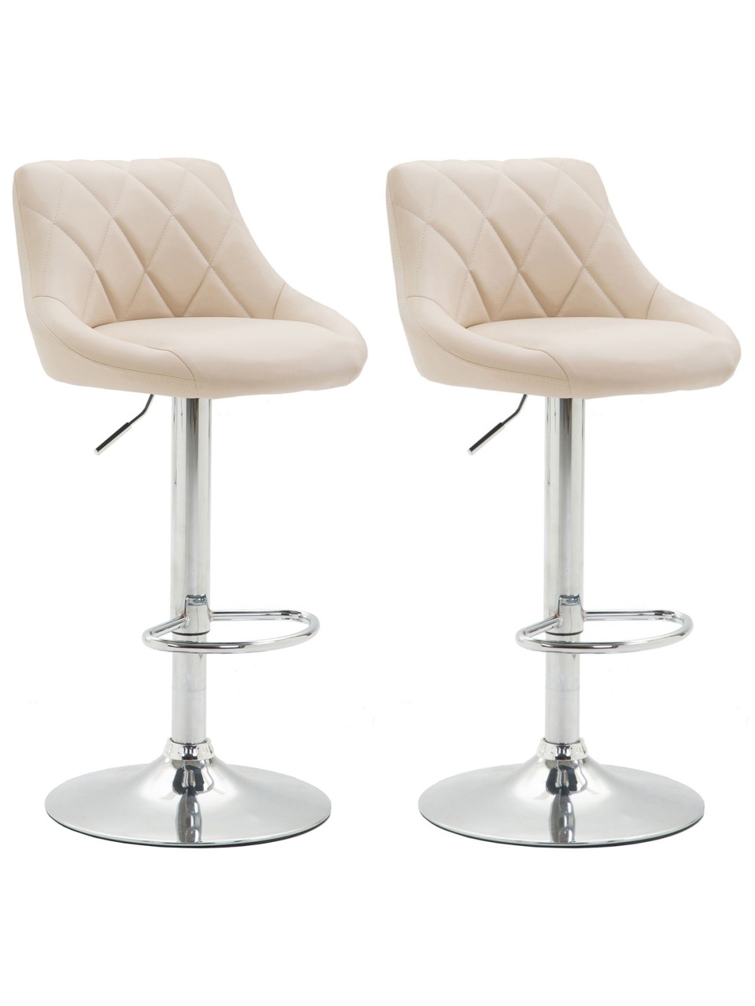 Lot de 2 tabourets de bar Lazio simili cuir C, crème