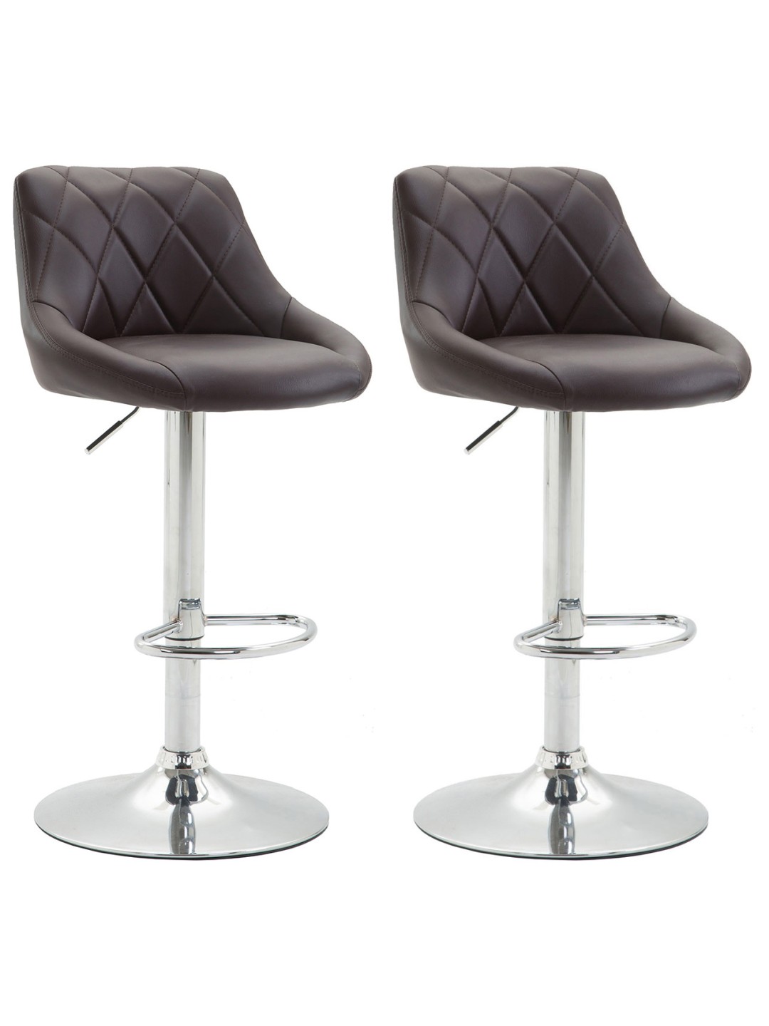 Lot de 2 tabourets de bar Lazio simili cuir C, brun