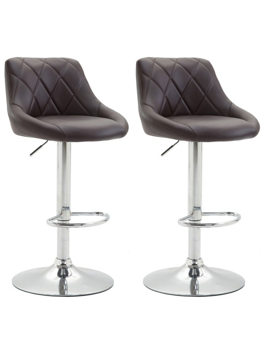 Lot de 2 tabourets de bar Lazio simili cuir C, brun Lot de 2 tabourets de bar Lazio simili cuir C, brun