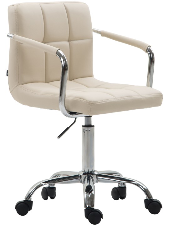 Chaise de bureau Lucy V2 simili cuir, crème