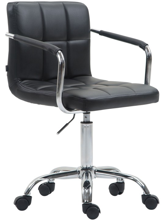 Chaise de bureau Lucy V2 simili cuir, noir